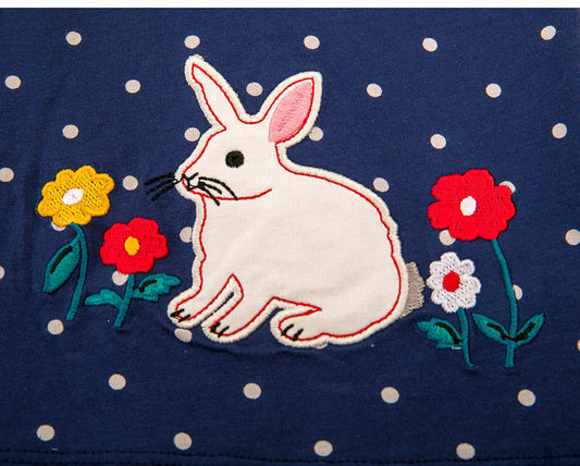 Vestido Infantil de Lunares con Manga Corta - Image 2