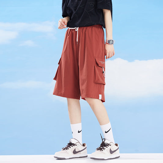 Pantalones Cortos Funcionales Holgados con Bolsillos Laterales y Cintura Ajustable para Hombre - Image 2