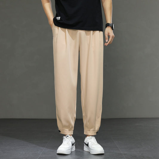 Pantalones Sueltos Tipo Capri de Seda de Hielo para Hombre - Diseño Minimalista - Image 2