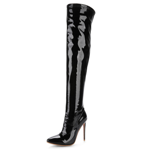 Botas Over the Knee de Cuero Charol con Tacón Alto para Mujer - Image 2