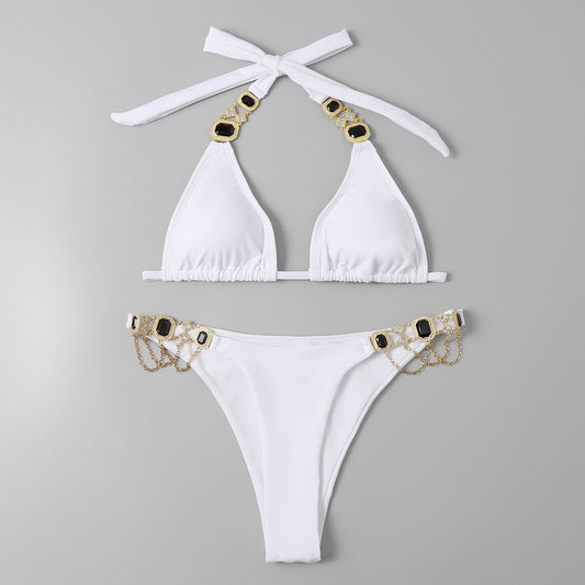 Traje de Baño Bandage Dividido para Mujer con Accesorios Dorados - Image 2