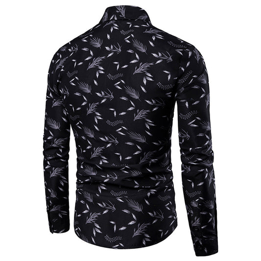 Camisa Casual Manga Larga con Cuello Italiano para Hombre - Image 2