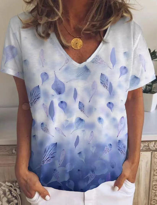 Blusa Estampado Flores con Escote V y Mangas Cortas - Image 2