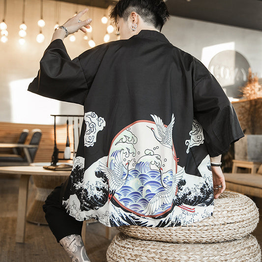 Cardigan Hanfu Estilo Chino con Moneda de Cobre Grulla Blanca Yunxiao - Image 2