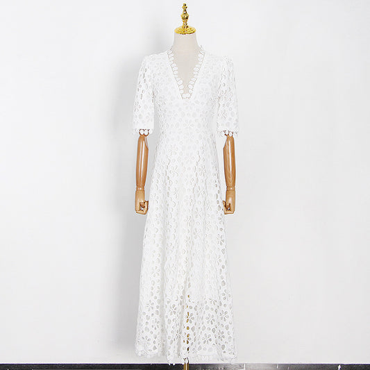 Vestido Elegante Hueco con Escote V y Cintura Ajustable - Image 2