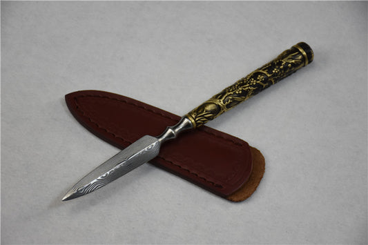 Cuchillo de Té Longquan Acero Inoxidable con Mango de Cobre Flor de Ciruelo - Image 2