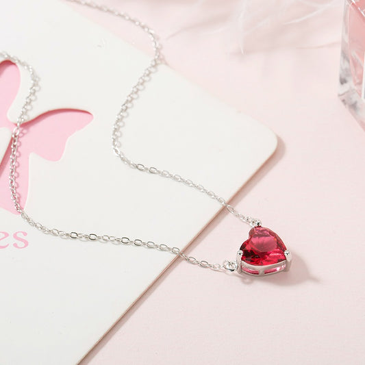 Collar Gargantilla de Plata 925 Corazón Rojo Cristal - Joyería Fina para Mujer - Image 2