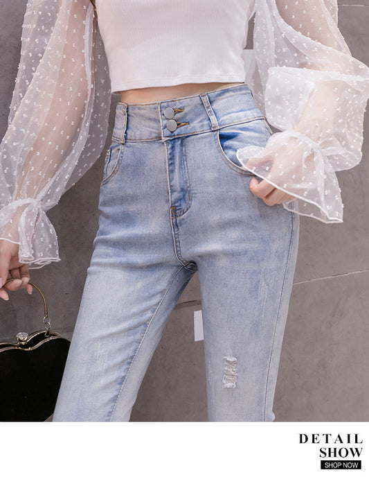 Pantalones Slim Cintura Alta con Cuentas y Borlas Estilo Ulzzang - Image 2