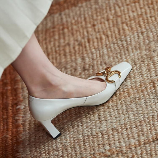 Zapatos de Tacón Alto Charol Cuadrado Estilo Ejecutiva - Diseño Retro Elegante - Image 2
