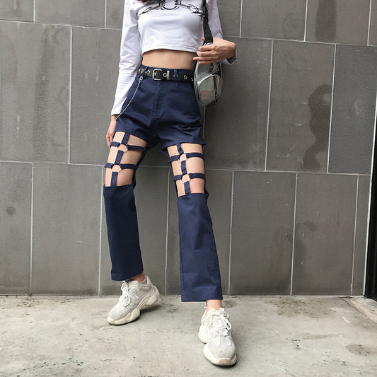 Overol Retro Hueco Cintura Alta Mujer - Pantalón Recto Holgado Estilo Europa - Image 2