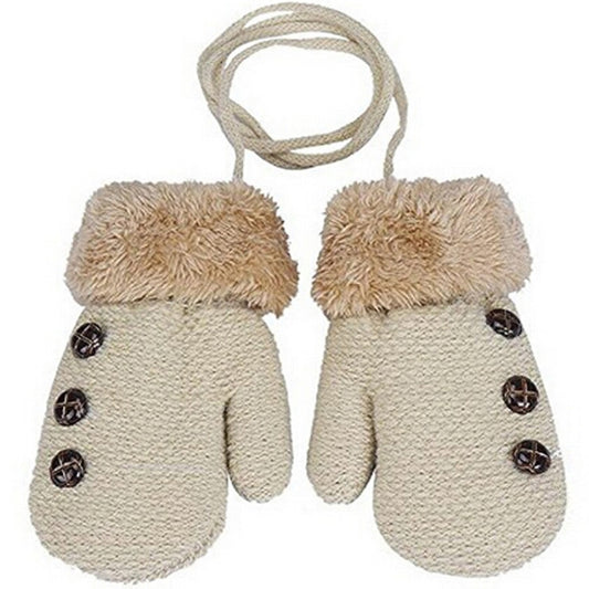 Guantes Infantiles de Punto con Forro de Terciopelo y Cordón - Image 2