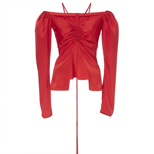 Conjunto Rojo Asimétrico de Dos Piezas con Manga Larga - Image 2