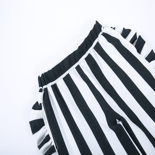 Conjunto Infantil de Moda: Playera Negra + Pantalón Rayas Ancho - Image 2