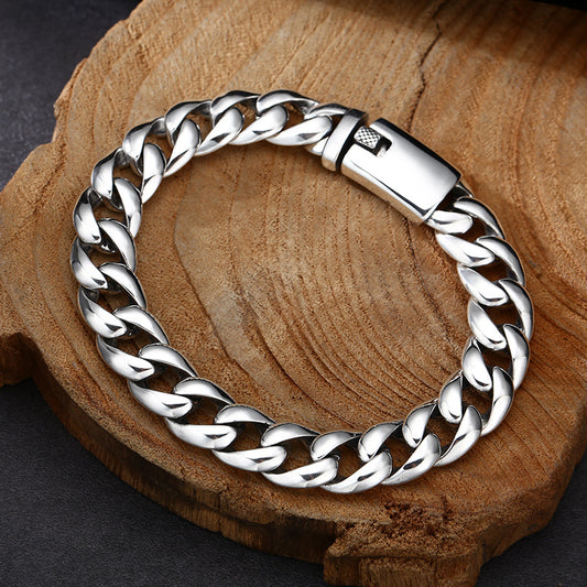 Pulsera Cubana de Plata 925 Estilo Nacional Brillo Espejo - Image 2