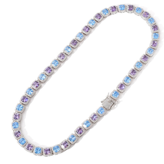 Collar de Circón Azul Púrpura 10mm - Elegancia Geométrica - Image 2