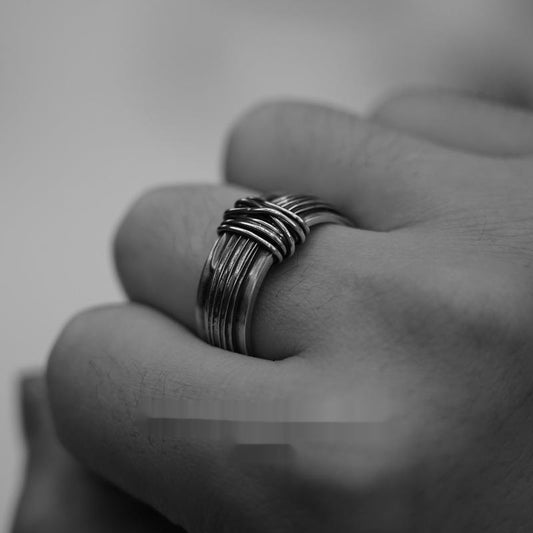 Anillo Vintage Tejido a Mano con Alambre Pulido para Hombre - Image 2
