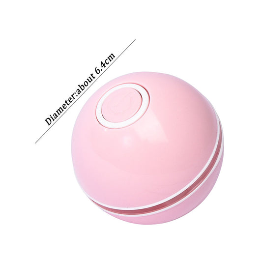 White and black self-rotating cat toy with an orange ball on a flexible rod, showing motion blur. - Image 2