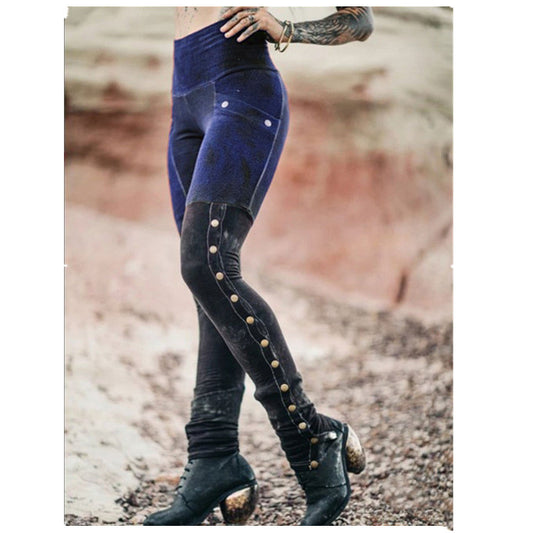 Pantalones de Cintura Alta Rotos con Estampado para Mujer - Image 2