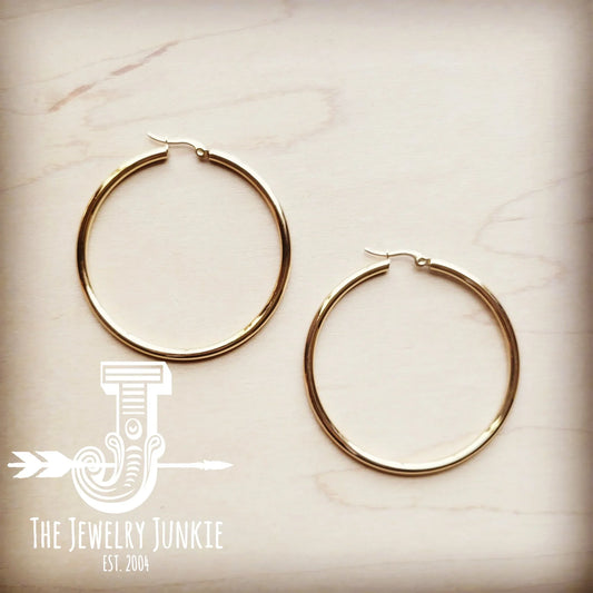 **Small Stainless Steel Hoop Earrings 18K Gold Plating 219a