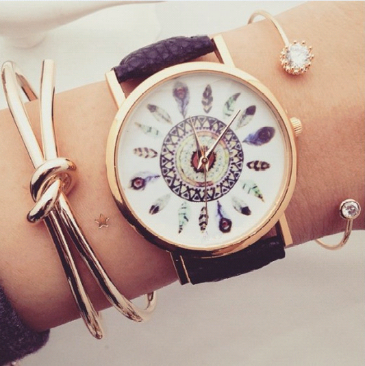 Reloj de Moda con Diseño de Pluma de Pavo Real Indio - Image 2
