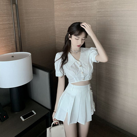 Conjunto Falda Plisada y Blusa a Cuadros - Image 2