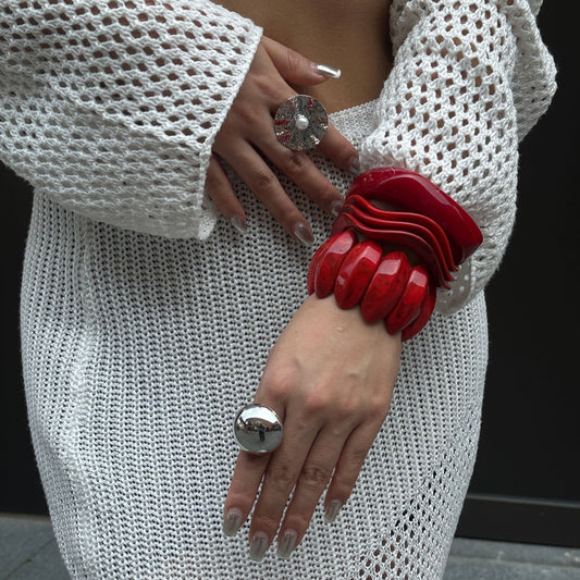 Pulsera Geométrica Roja Minimalista Estilo Europeo - Image 2