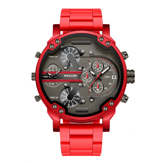 Reloj Hombre Dial Grande Tendencia Europa América Personalidad Dos Zonas - Image 2