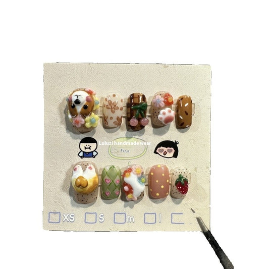 Parches de Uñas Corgi Corazón Melocotón - Image 2