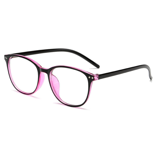 Black plastic round frame anti-blue light glasses for women with clear lenses, shown on a white background. - Image 2