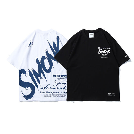 Playera de Algodón con Estampado de Letras Graffiti Hip-hop para Hombre - Image 2