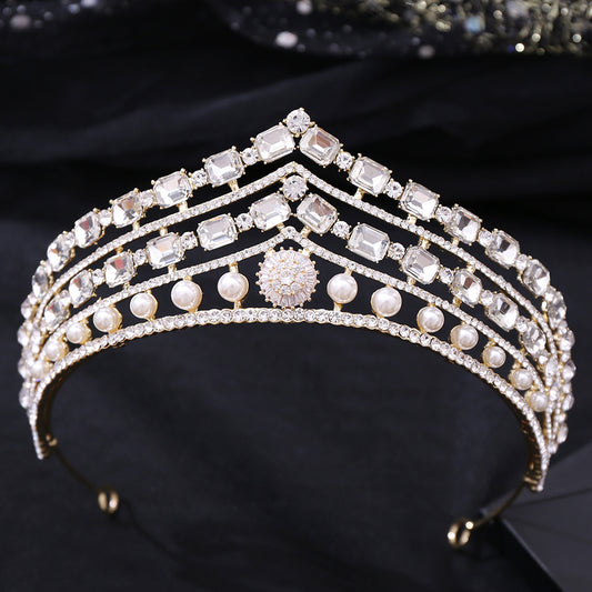 Conjunto de Joyería Nupcial Corona Barroca de Aleación con Zirconia y Pedrería - Image 2