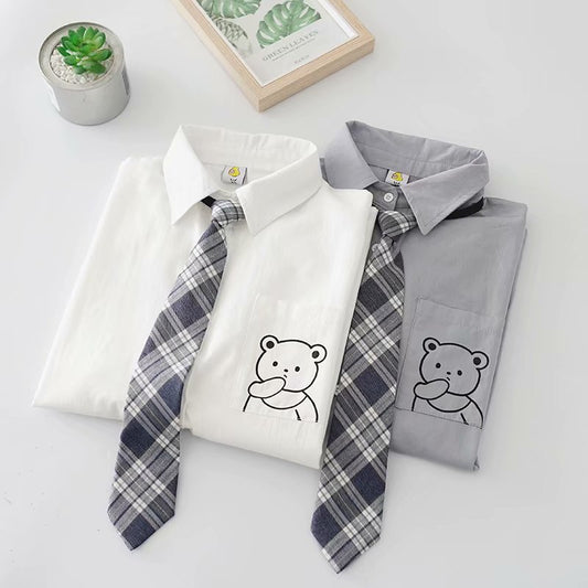Camisa Escolar Suelta Estilo Japonés con Corbata - Manga Corta Versátil - Image 2