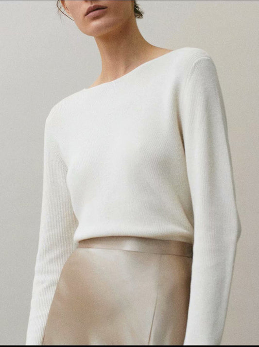 Suéter Casual de Cuello Bote con Costuras Fruncidas - Image 2