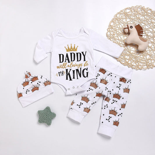 Conjunto Elegante para Bebé Niño: Romper + Pantalones con Corona - Image 5