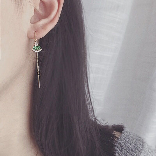 Aretes de Perla en Oro 14K - Diseño de Abanico - Image 2