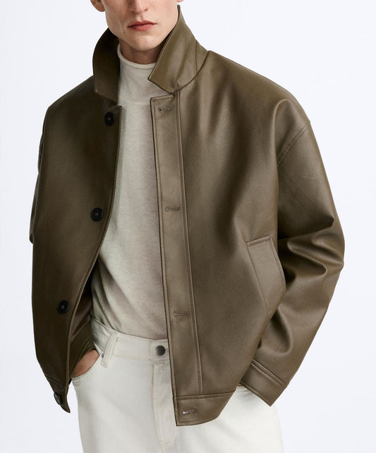 Chaqueta de Cuero Sintético Cuadrada para Hombre - Image 2