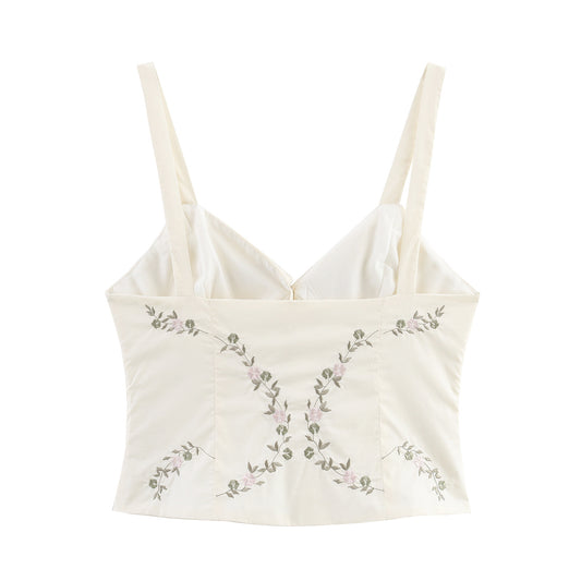 Blusa de Tirantes Bordada en Popelina - Estilo Europeo Minimalista - Image 2