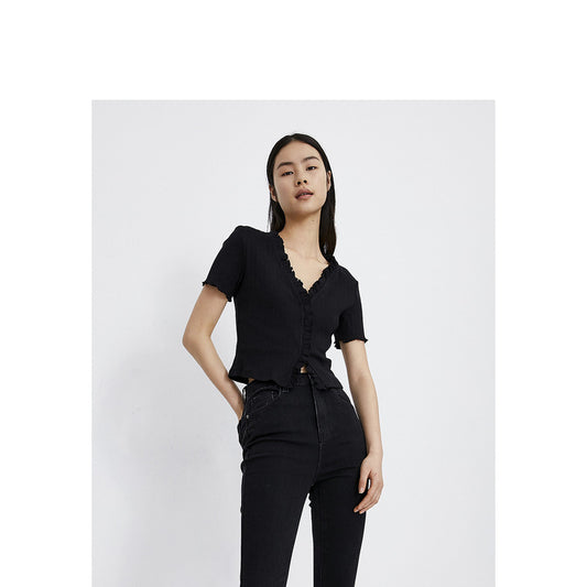 Blusa Suelta de Encaje para Mujer - Manga Corta Ligera y Fresca - Image 2