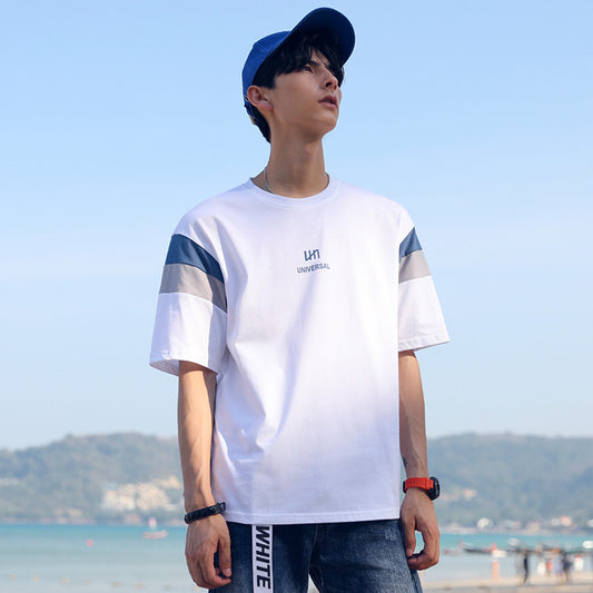 Playera Casual de Algodón para Hombre con Cuello Redondo y Estampado Contrastante - Image 2
