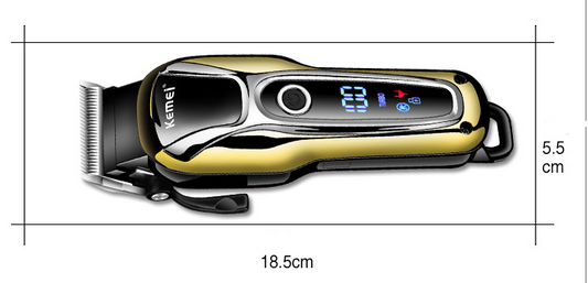 Professional Kemei hair clipper, electric shaver, and ornate gold beard trimmer with guide combs, cleaning brush, USB cable, and oil. - Image 2