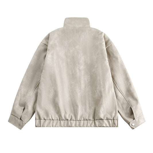 Abrigo de Cuello Alto en Cuero Genuino para Hombre - Primavera y Otoño - Image 2