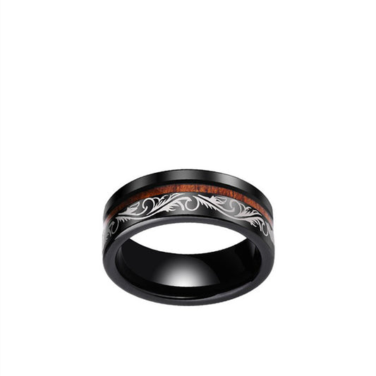 Anillo Tungsteno Vintage Oro con Madera de Acacia para Hombre - Image 2