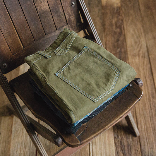 Pantalón Ancho Estilo Retro Militar Verde Ejército con Hebilla París - Image 2
