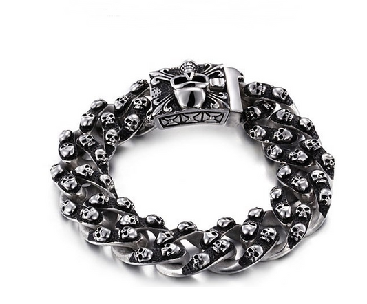 Pulsera de Acero Titanio con Calavera para Hombre - Estilo Rock Punk - Image 2
