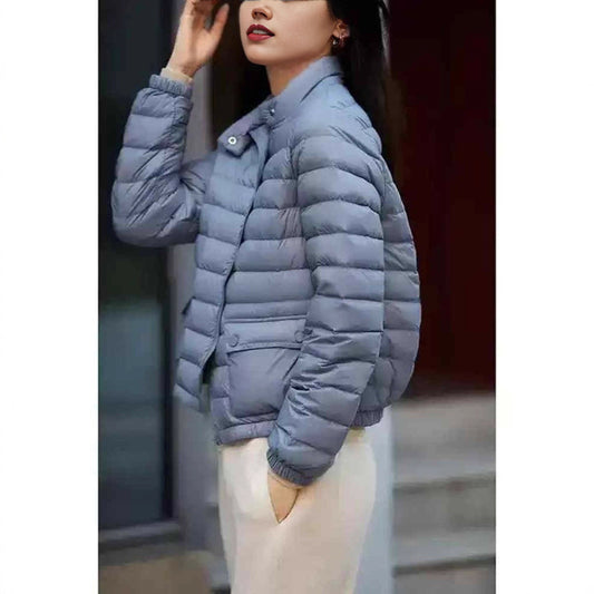 Chaqueta Acolchada de Plumas de Pato Blanco - Cuello Alto Ligera para Invierno - Image 2