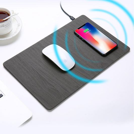 Mousepad de Cuero PU con Cargador Inalámbrico Qi para Móviles - Image 2