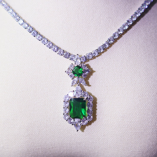 Juego de Collar y Aretes Minimalista Verde Oscuro - Image 2