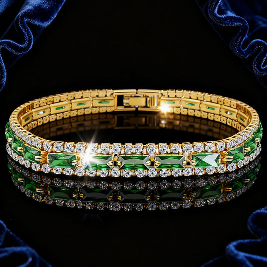Pulsera de Circonita Verde Brillante Unisex - Joyería con Diamantes Completos - Image 2