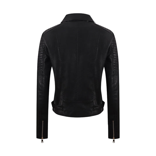 Chaqueta de Cuero PU para Motociclista Mujer - Ajuste Slim Lavado Vintage - Image 2