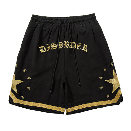 Shorts Militares de Lona Pesada con Bordado Dorado Floral - Image 2